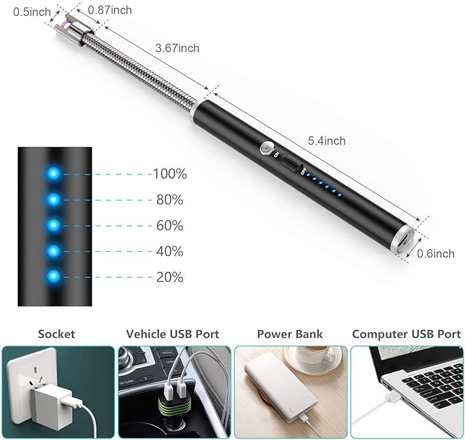 USB Rechargeable Flameless Arc Lighter | Flexible & Windproof Electric Wand Lighter - Image 3
