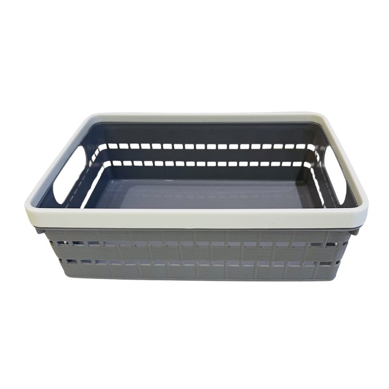 Multi-Purpose Woven Plastic Storage Basket with Handles Organizer Bin for Office, Pantry, and Home - Image 2