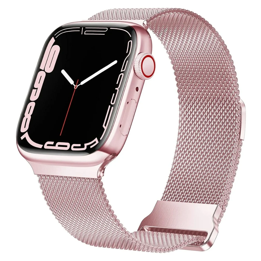 Rose Pink | Apple Watch Milanese Magnetic Loop Strap | Stainless Steel Band | 42mm / 44mm / 45mm - Image 6