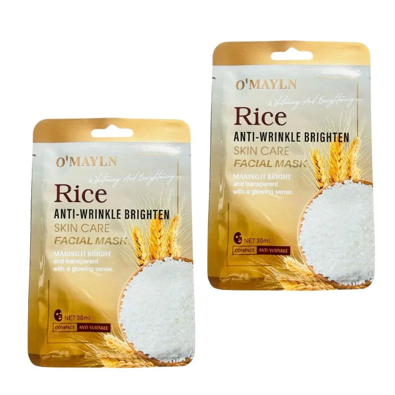 Pack of 2 | O’Mayln Rice Facial Mask | Anti-Wrinkle, Brightening & Hydrating Sheet Mask