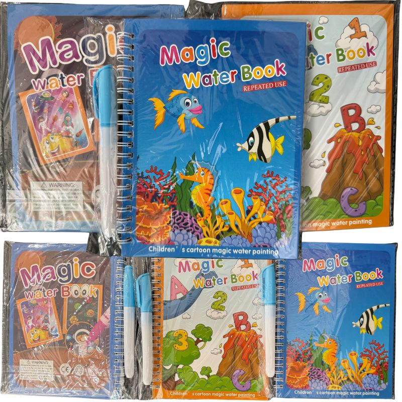 Magic Coloring Book with Water Pen | Reusable & Mess-Free Fun for Kids | Dinosaur & Cartoon Designs - Image 7
