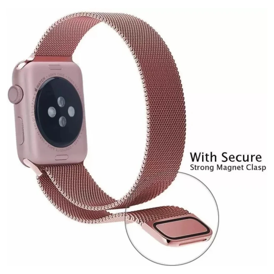 Rose Pink | Apple Watch Milanese Magnetic Loop Strap | Stainless Steel Band | 42mm / 44mm / 45mm - Image 5