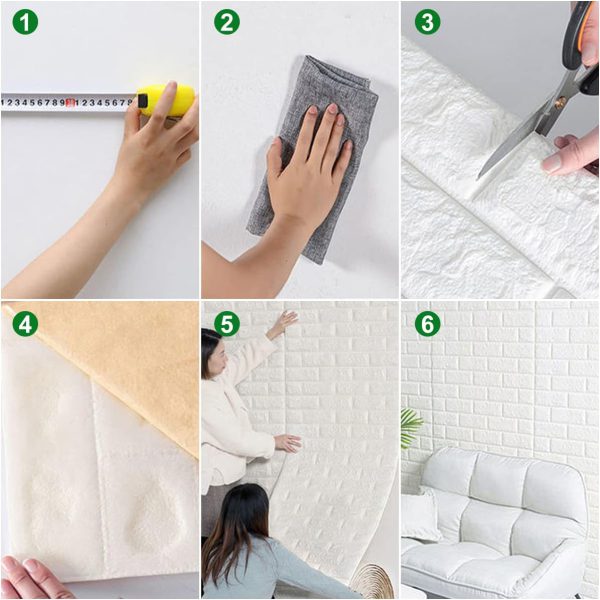 3D White Brick Wall Stickers | Self-Adhesive Waterproof Home Decor | Peel & Stick - Image 2