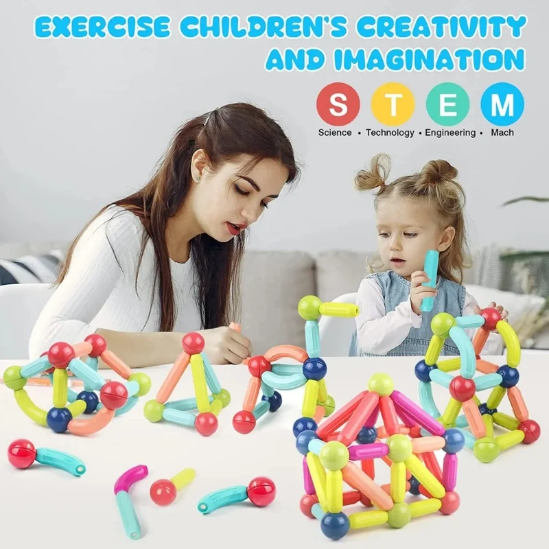 25 Pcs Magnetic Building Blocks Set | STEM Educational Rods & Balls Toy for Kids - Image 2