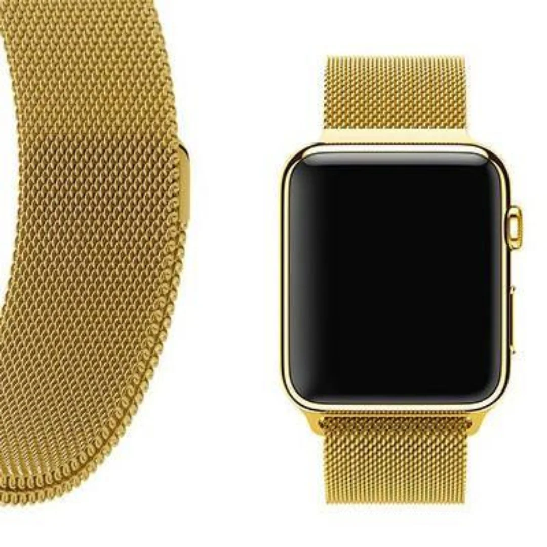 Gold | Apple Watch Milanese Magnetic Loop Strap | Stainless Steel Band | 42mm / 44mm / 45mm