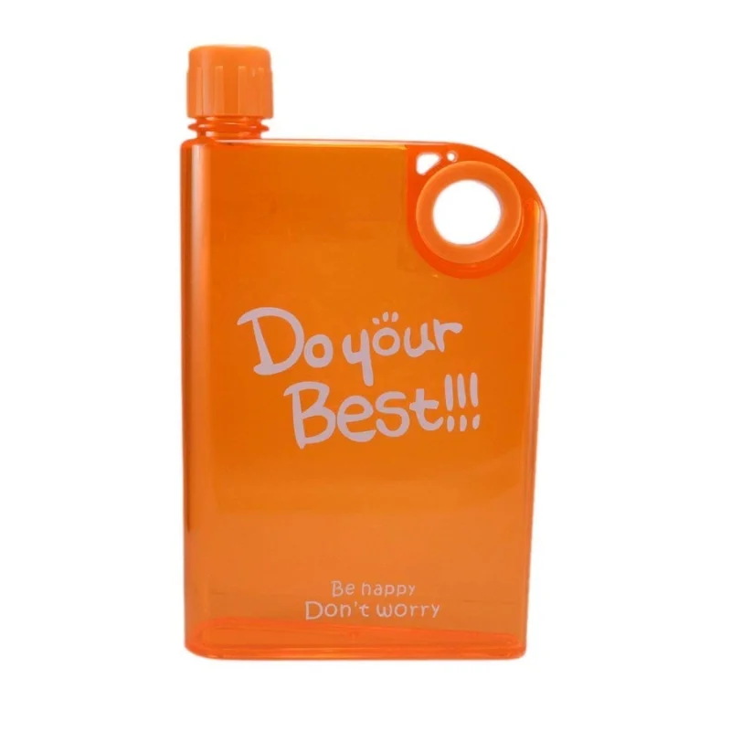 Orange Ultra Slim Notebook Style Water Bottle 380ml | Portable Memo Bottle for Travel, School & Office - Image 3