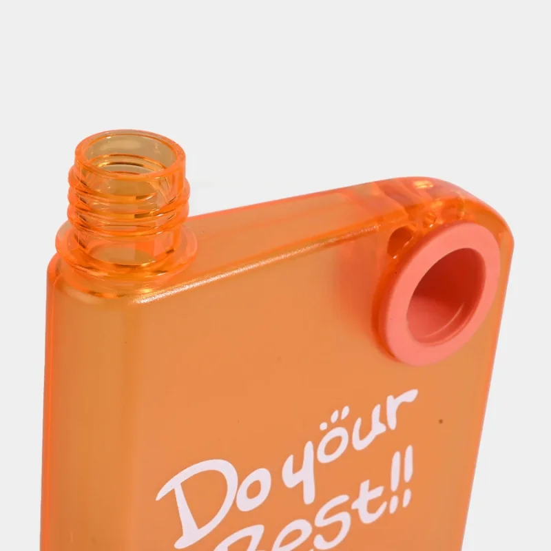 Orange Ultra Slim Notebook Style Water Bottle 380ml | Portable Memo Bottle for Travel, School & Office - Image 2