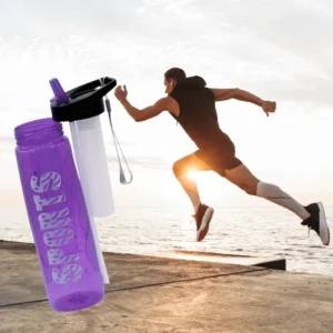 Purple Stylish Water Sport Bottle 1000ml with Straw | Leakproof BPA-Free Hydration Bottle for School, Gym & Travel