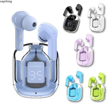 Air31 Earbuds Wireless | Crystal Transparent Bluetooth 5.3 | LED Display | Heavy Bass Stereo Sound - Image 5