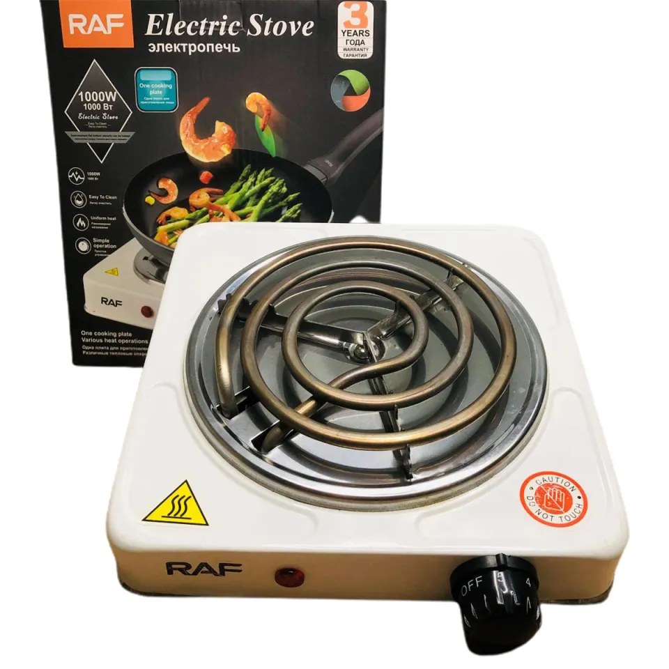White RAF R.8010B Electric Stove Hot Plate and Cooker with 1000W Power, Thermostat, and Uniform Heating - Image 2