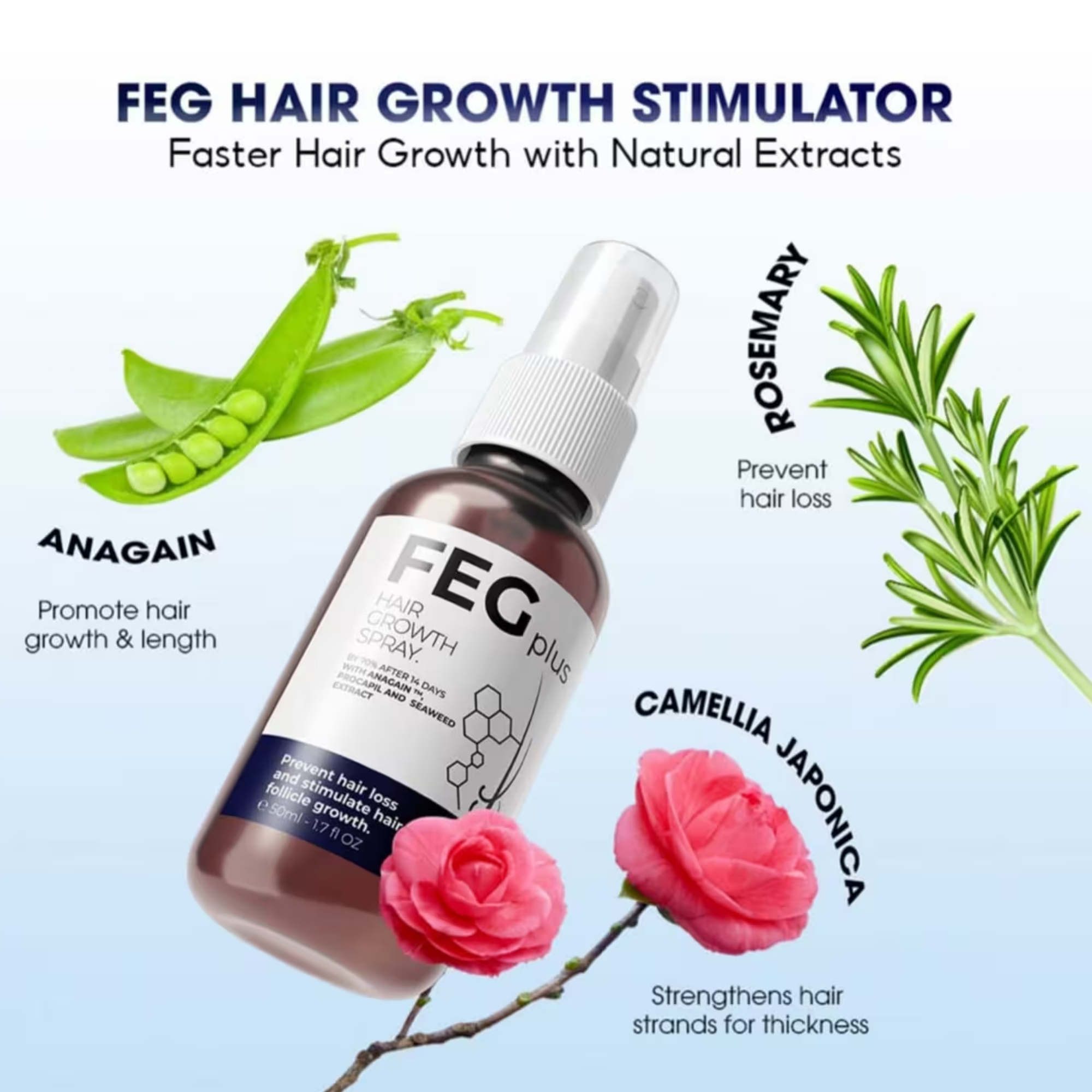 FEG Plus Hair Growth Spray 50ml | Anti-Hair Loss & Regrowth Solution - Image 8
