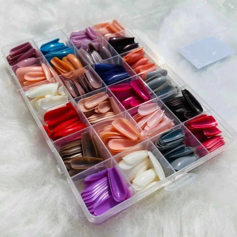 Multicolor Acrylic Artificial Nails Kit | Full Cover Nails with Glue | 24 Shades | 576 Pcs - Image 3