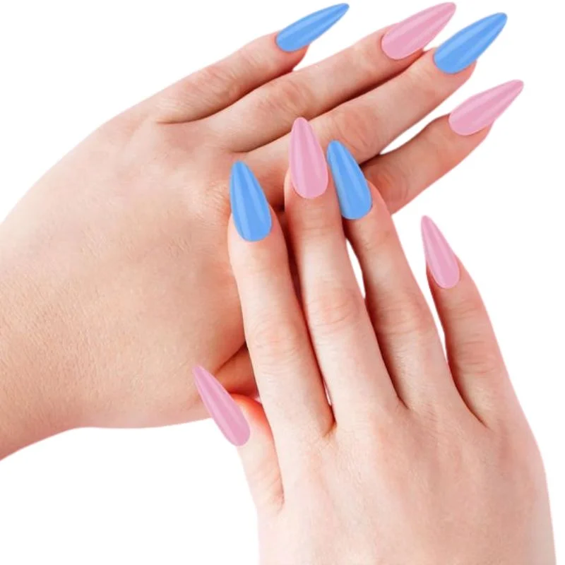 Multicolor Acrylic Artificial Nails Kit | Full Cover Nails with Glue | 24 Shades | 576 Pcs - Image 6