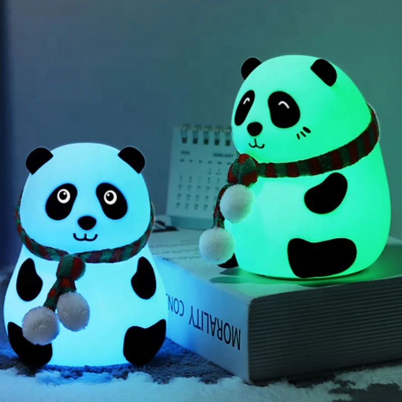 Panda LED Night Lamp | YH-608 Model | Soft Silicone Rechargeable Night Light | 7-Color Touch Control | Kids Bedroom, Nursery & Gift Decor - Image 3