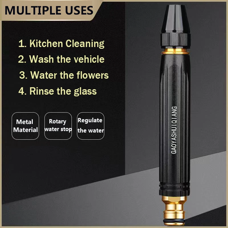 Plastic High Quality Black Nozzle | Spray Nozzle For Car, Watering Flowers, Washing Glass, Water Column | Tap Nozzle High Pressure - Image 4