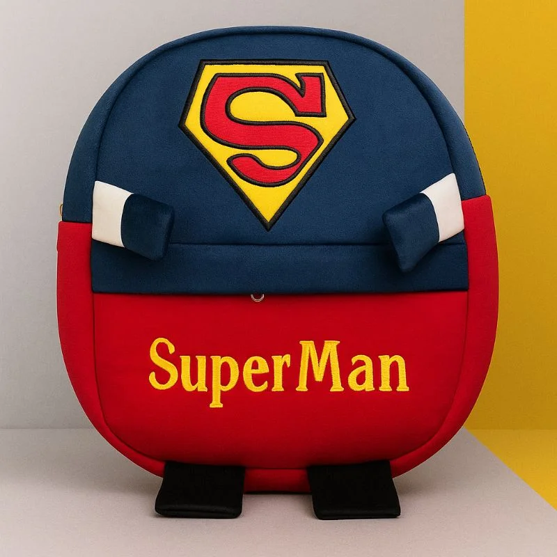 Cute Plush Superman Character Backpack | Stuffed School Bag & Gift for Kids - Image 3