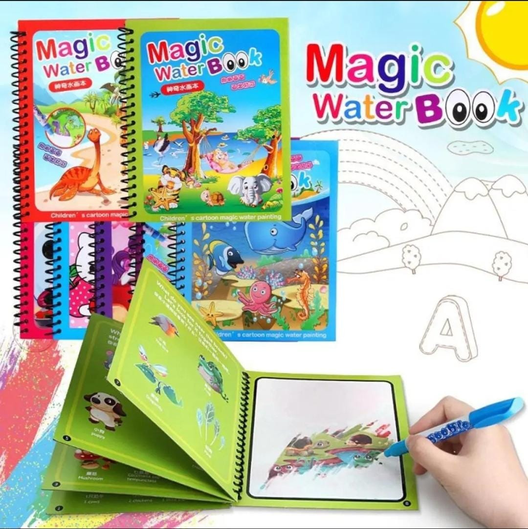 Magic Coloring Book with Water Pen | Reusable & Mess-Free Fun for Kids | Dinosaur & Cartoon Designs - Image 3