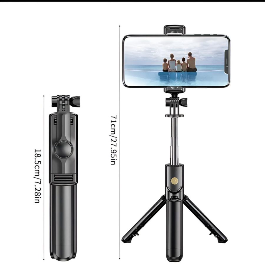 R1s Bluetooth Selfie Stick Tripod with Remote | 360° Foldable Phone & Action Camera Stand with LED Light - Image 6