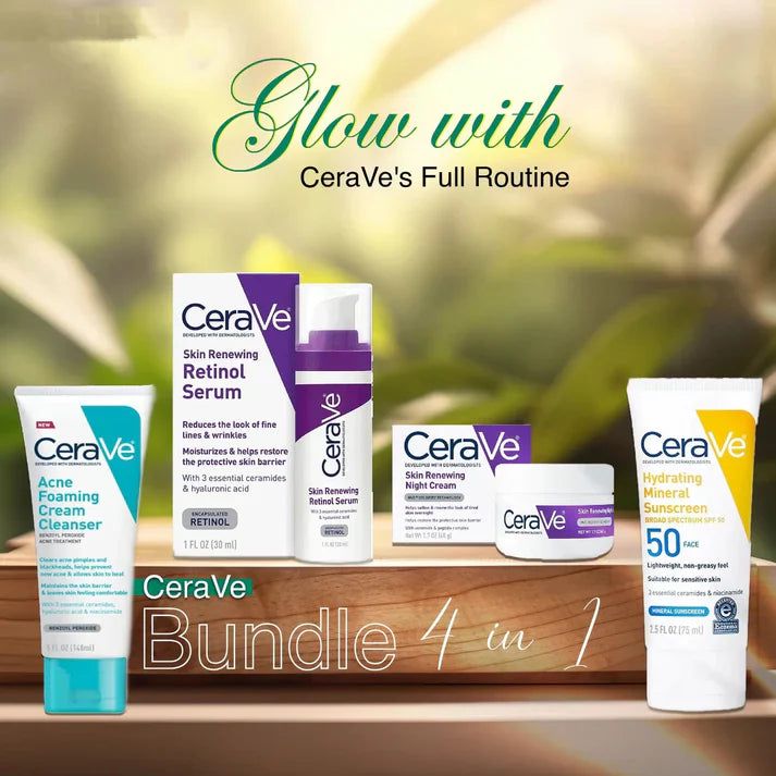 CeraVe 4-in-1 Skincare Kit | Cleanser, Serum, Sunblock & Night Cream | Dermatologist-Approved Routine - Image 2