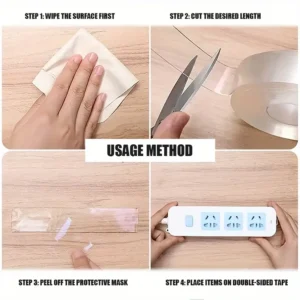 Nano Gel Grip Tape – 5M Double-Sided Transparent Nano Tape | Washable, Reusable & Traceless