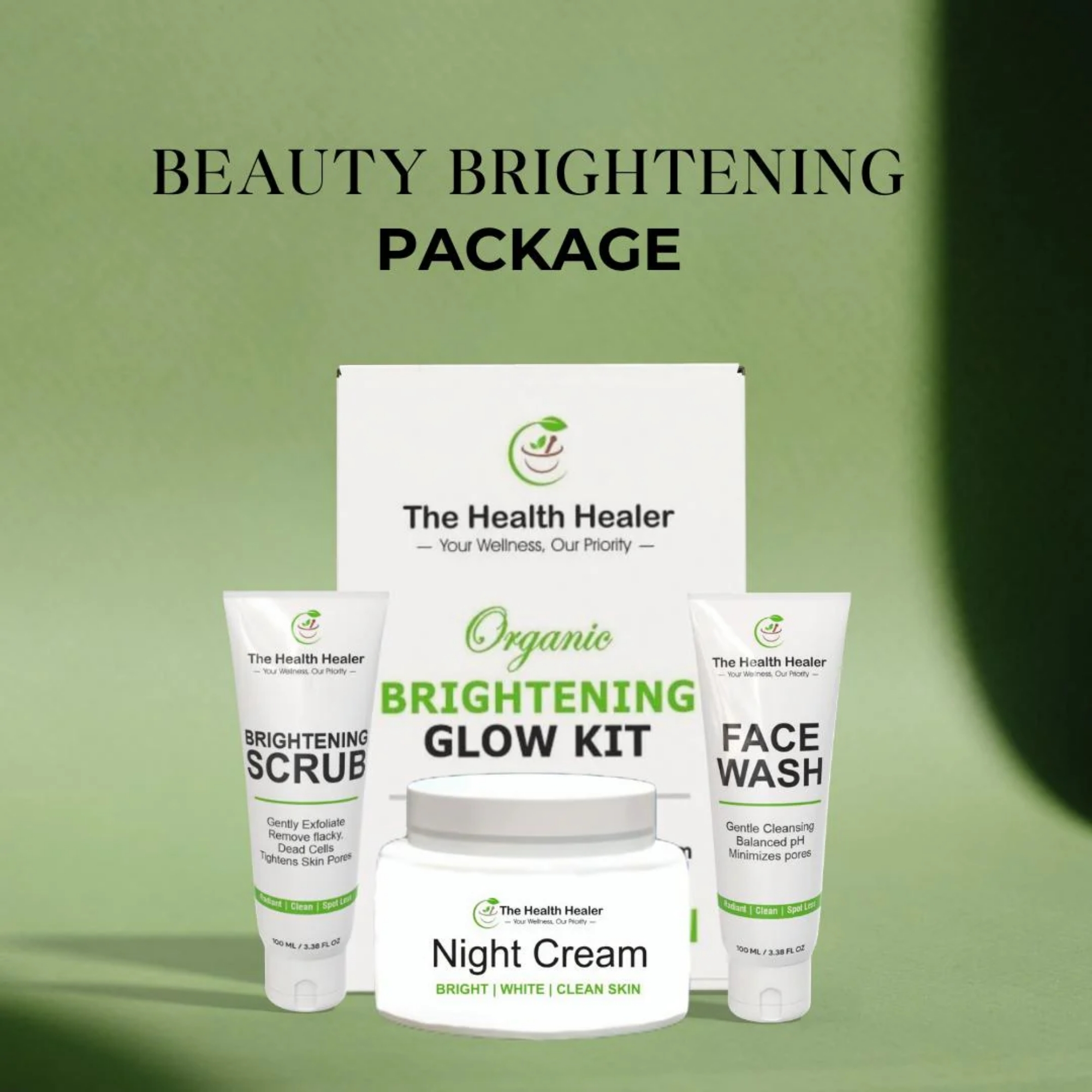 Brightening Glow Kit by The Health Healer | Face Wash, Scrub & Night Cream Set - Image 8