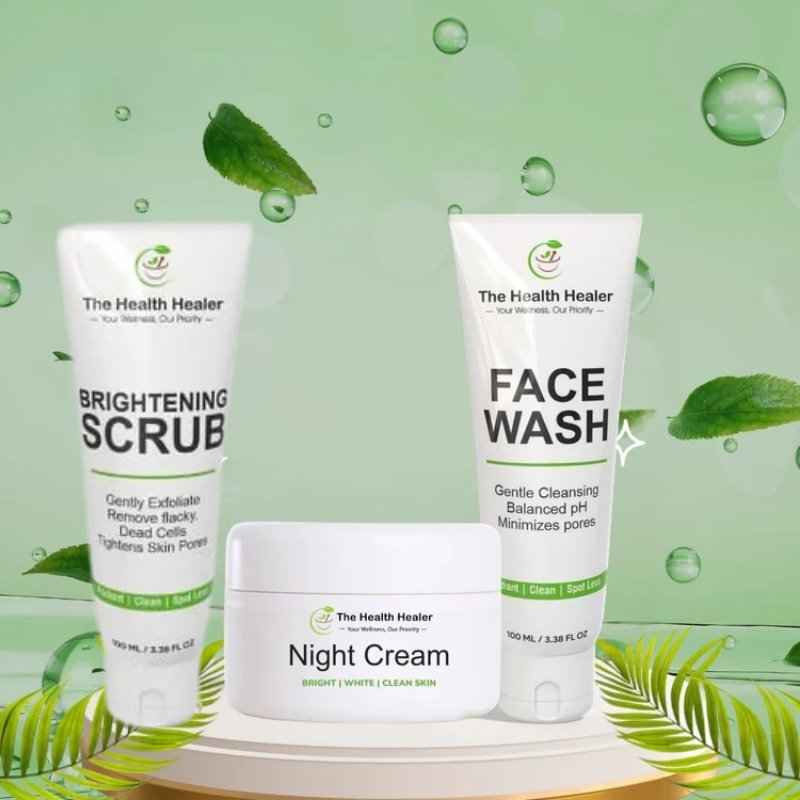 Brightening Glow Kit by The Health Healer | Face Wash, Scrub & Night Cream Set
